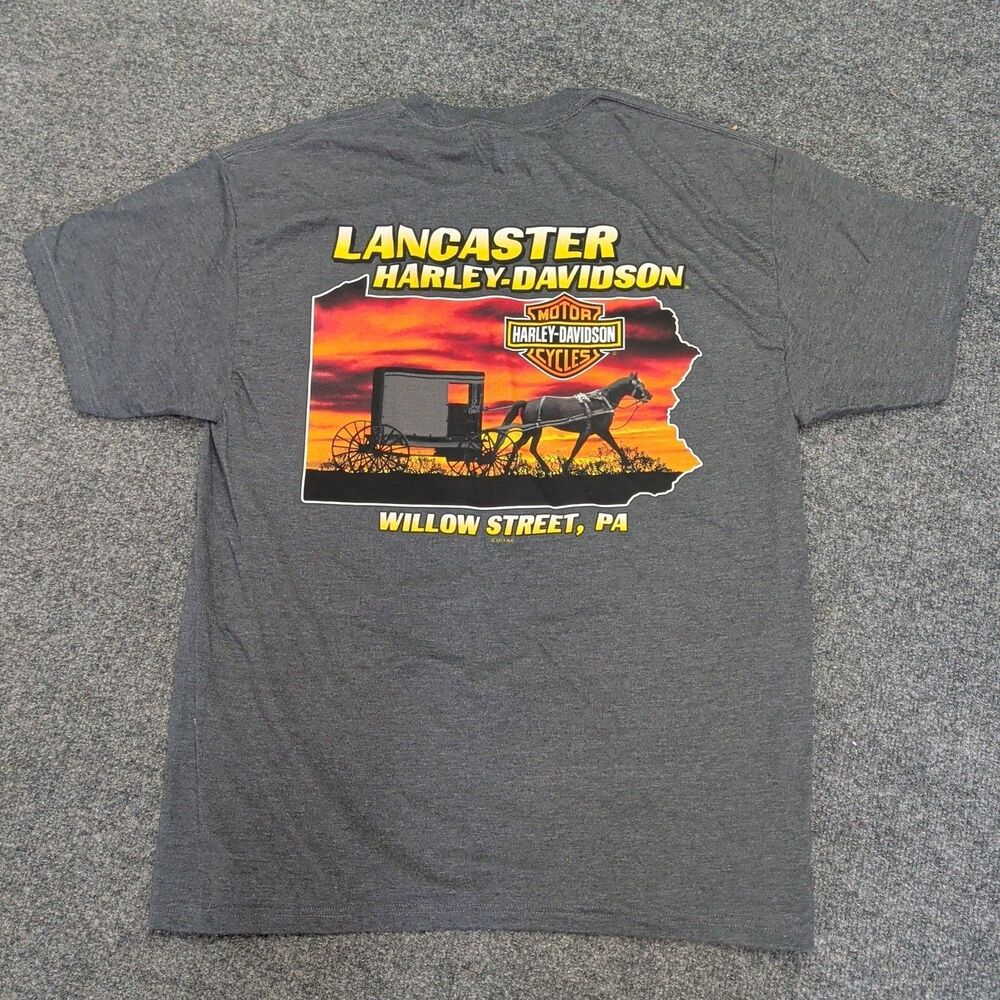 Harley Davidson Pocket T Shirt Lancaster Willow Street PA Large Amish Buggy Nice